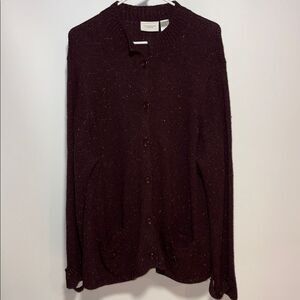 Liz Claiborne Maroon Knit cardigan Sweater